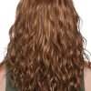 Back of woman with red synthetic wig